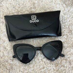 Black Cat-Eye Sunglasses with Dark Tinted Lenses